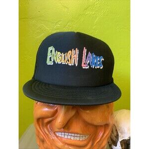 Vintage English Lakes, Colorful Logo, Black Trucker Cap Mesh Back snap back